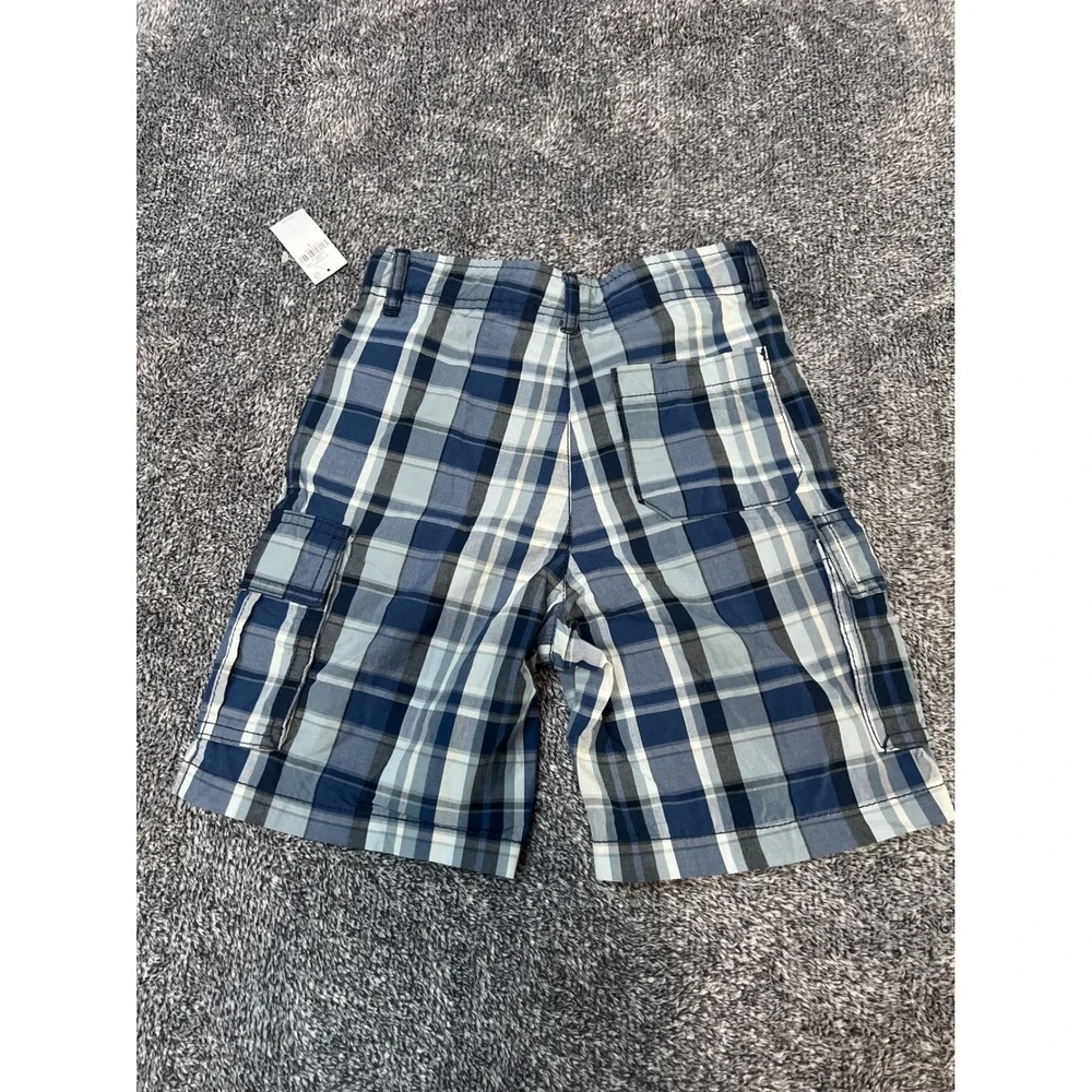 Old Navy Boys Blue Plaid Baggy At The Knee Cargo Shorts Size 6 NWT